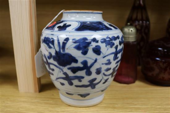 A Chinese late Ming blue and white vase